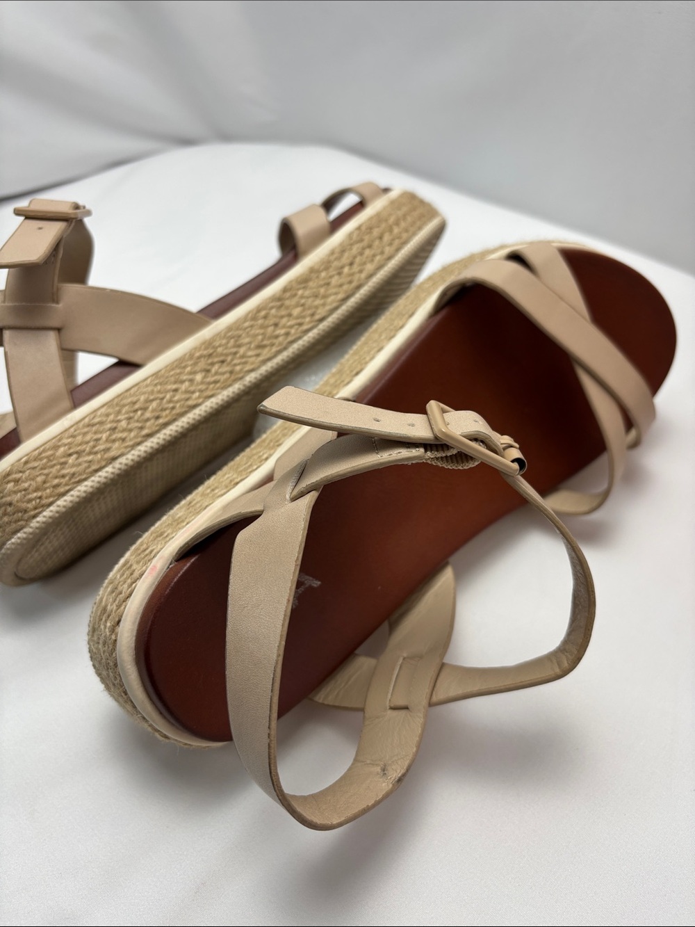 MIA‎ Yanis Womens 8.5 Nude Beige Crisscross Espadrille Platform Sandals #481 - Picture 12 of 16